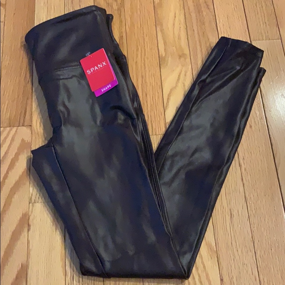NWT Spanx Maroon Leather Leggings
